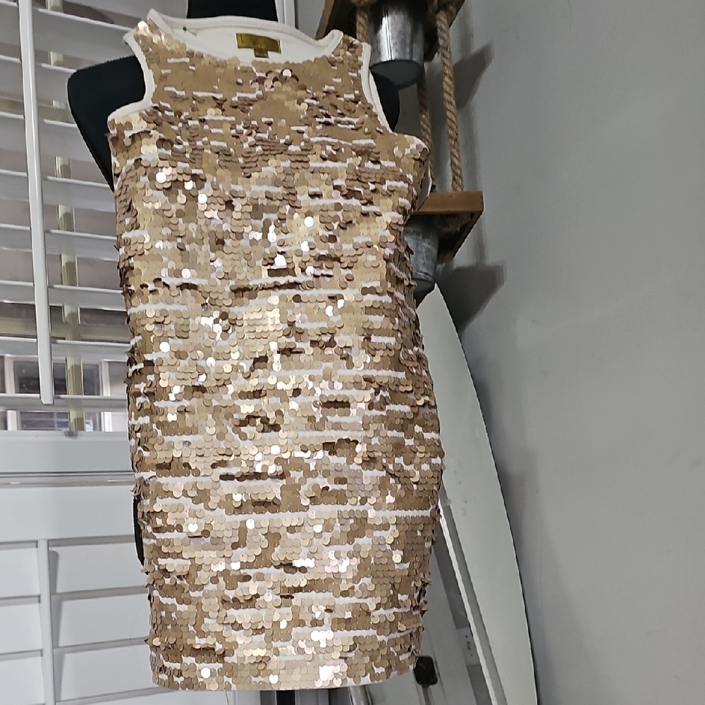 Nicole Miller Shimmering Gold Sequin Dress